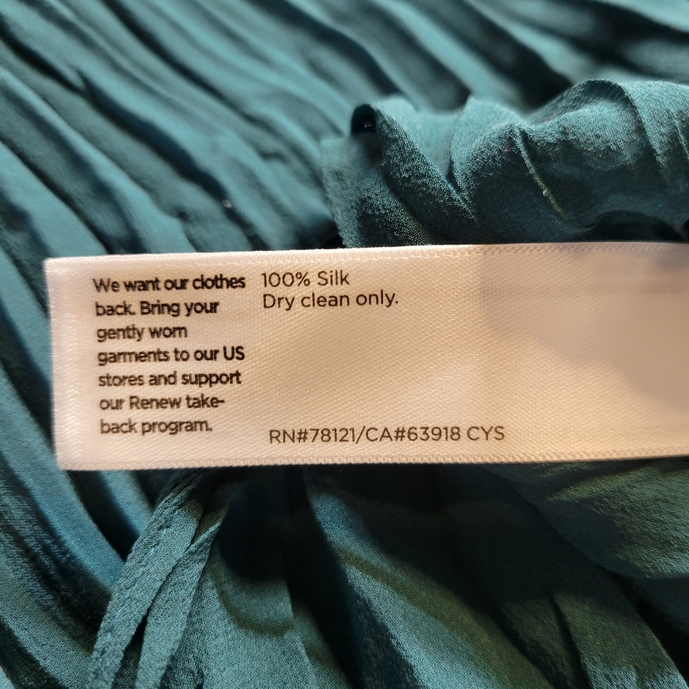 Eileen Fisher Silk Bateau Neck Pleated Crinkled Georgette Tunic Women's 3X - Picture 9 of 11